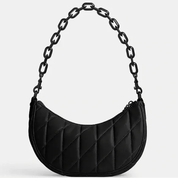 Coach Mira Quilted Leather Shoulder Crossbody Bag In Black - Picture 3 of 11